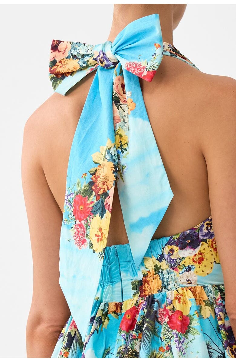 Camilla Ruffle Hem Halter Short Dress Bathing Bombshell, Alternate, color, Bathing Bombshell