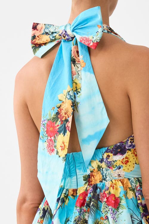 Camilla Ruffle Hem Halter Short Dress Bathing Bombshell In Multi