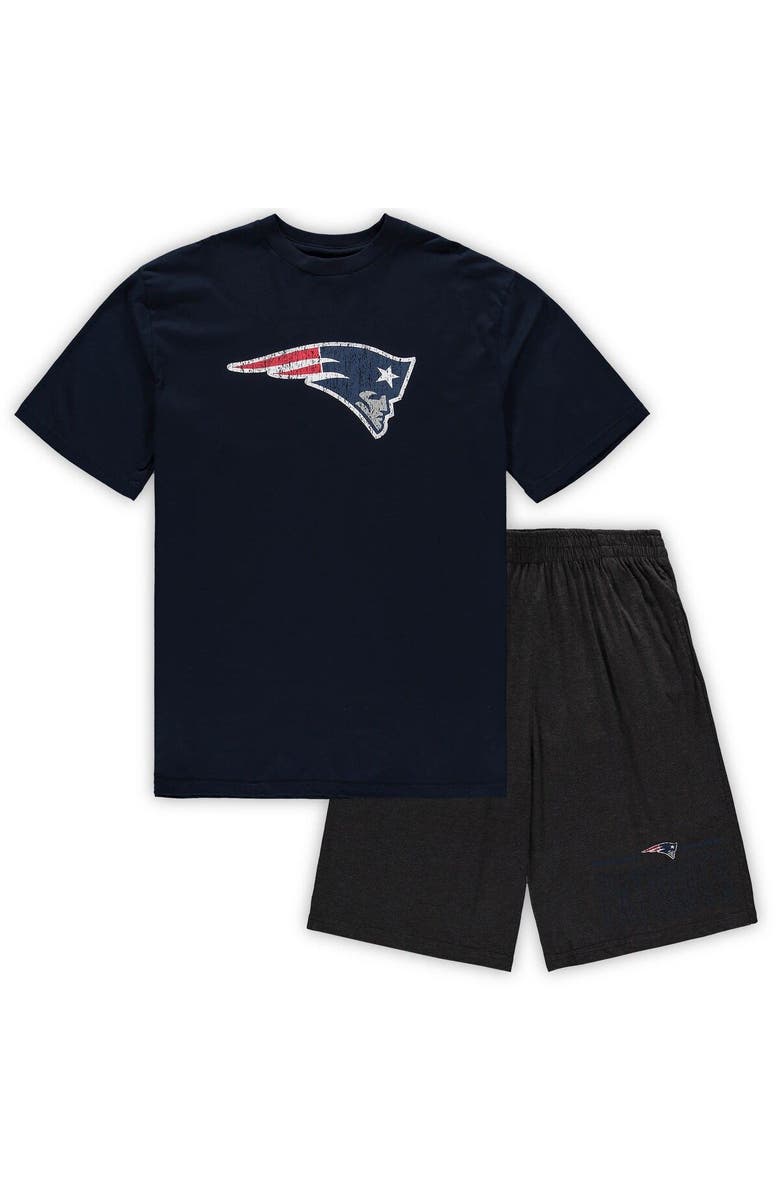 CONCEPTS SPORT Men's Concepts Sport Navy/Heathered Charcoal New England Patriots Big & Tall T-Shirt & Shorts Set, Main, color, 