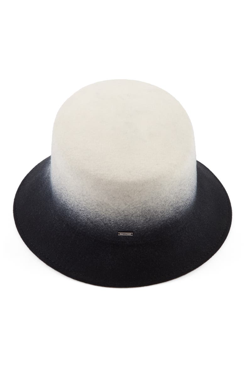 Ruby Gradient Wool Asymmetric Bucket Hat, Main, color, WINTER WHITE/ BLACK