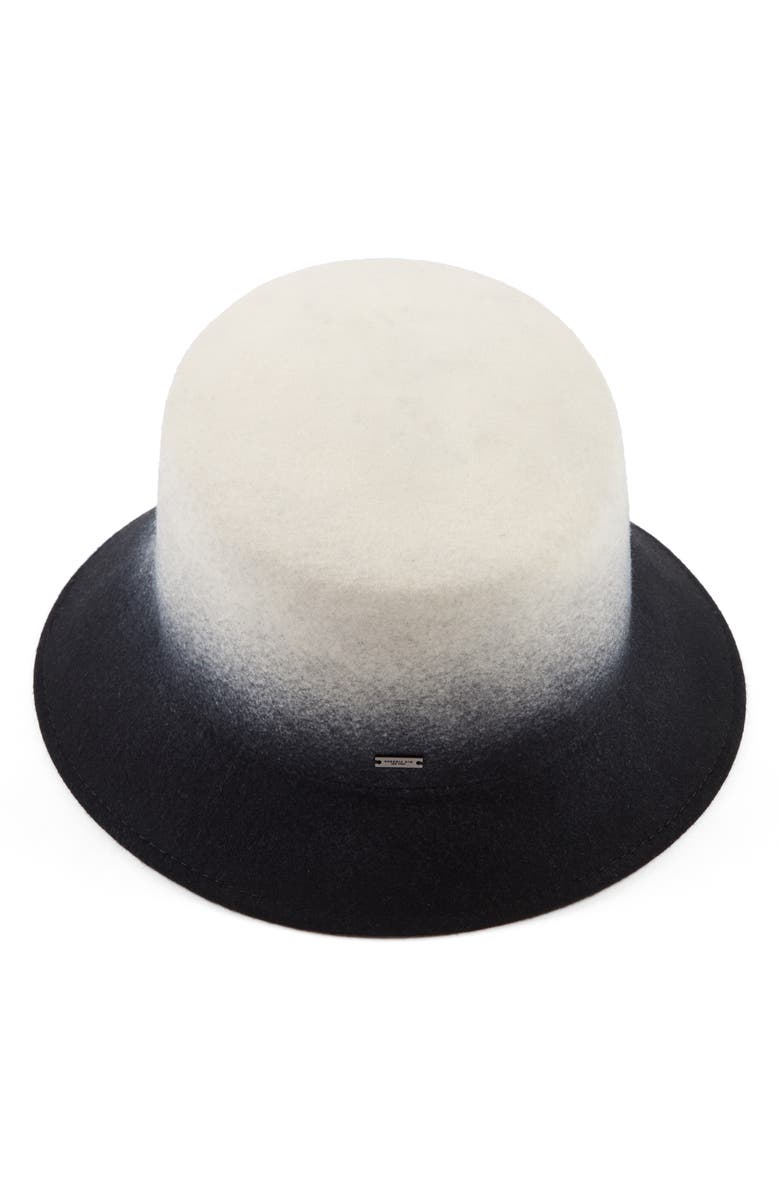 Eugenia Kim Ruby Gradient Wool Asymmetric Bucket Hat, Main, color, Winter White/ Black