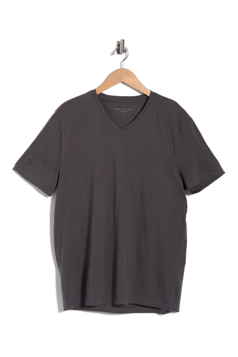 Vaan Mercerized Cotton V-Neck T-Shirt, Main, color, DEEP CHARCOAL