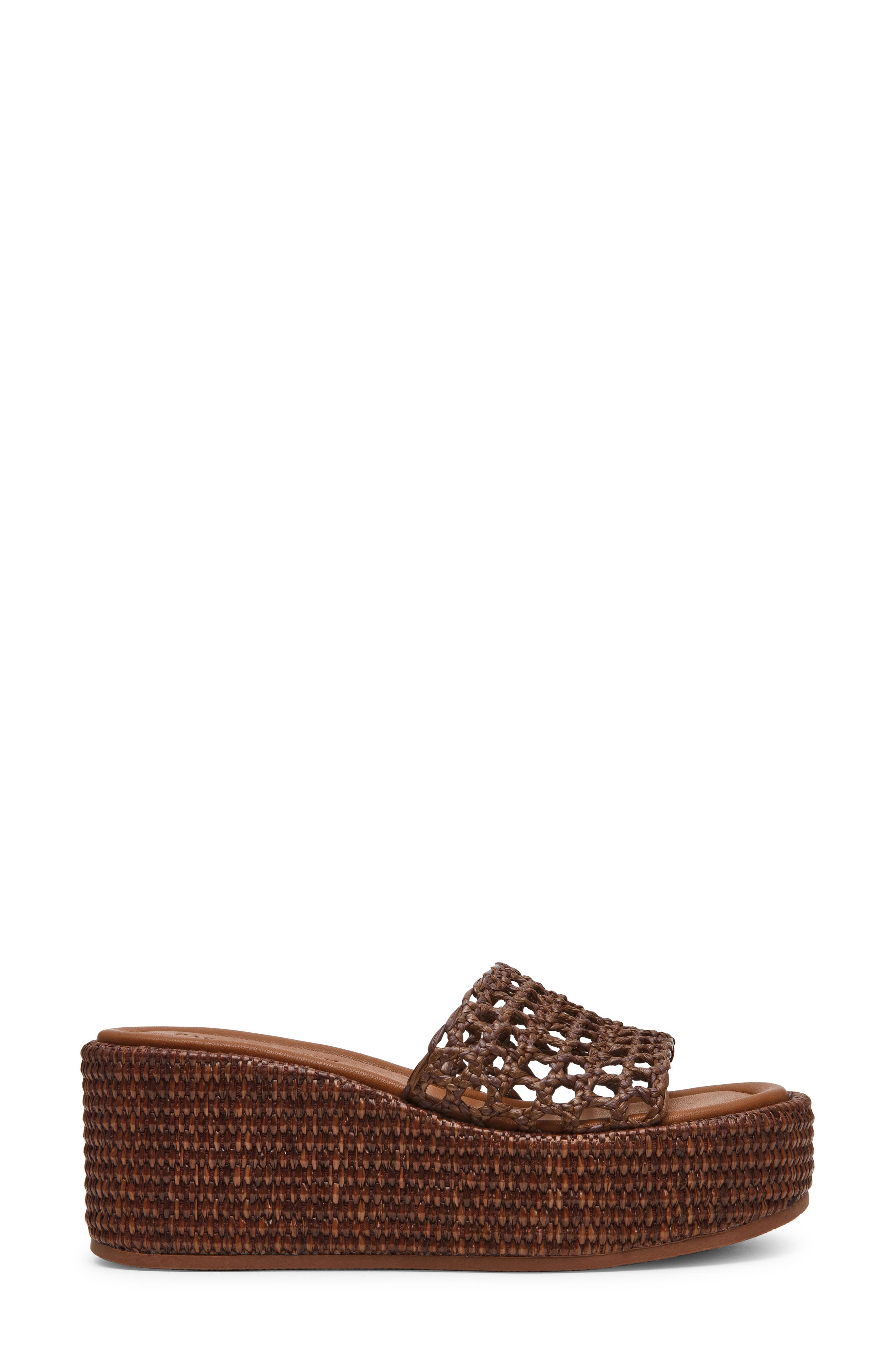 Steve Madden Brandy Platform Wedge Slide Sandal, Alternate, color, Brown Raffia