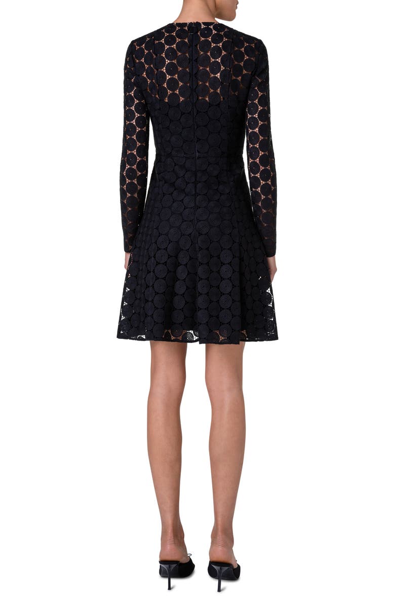 Akris punto Dot Guipure Lace Long Sleeve Fit & Flare Dress, Alternate, color,