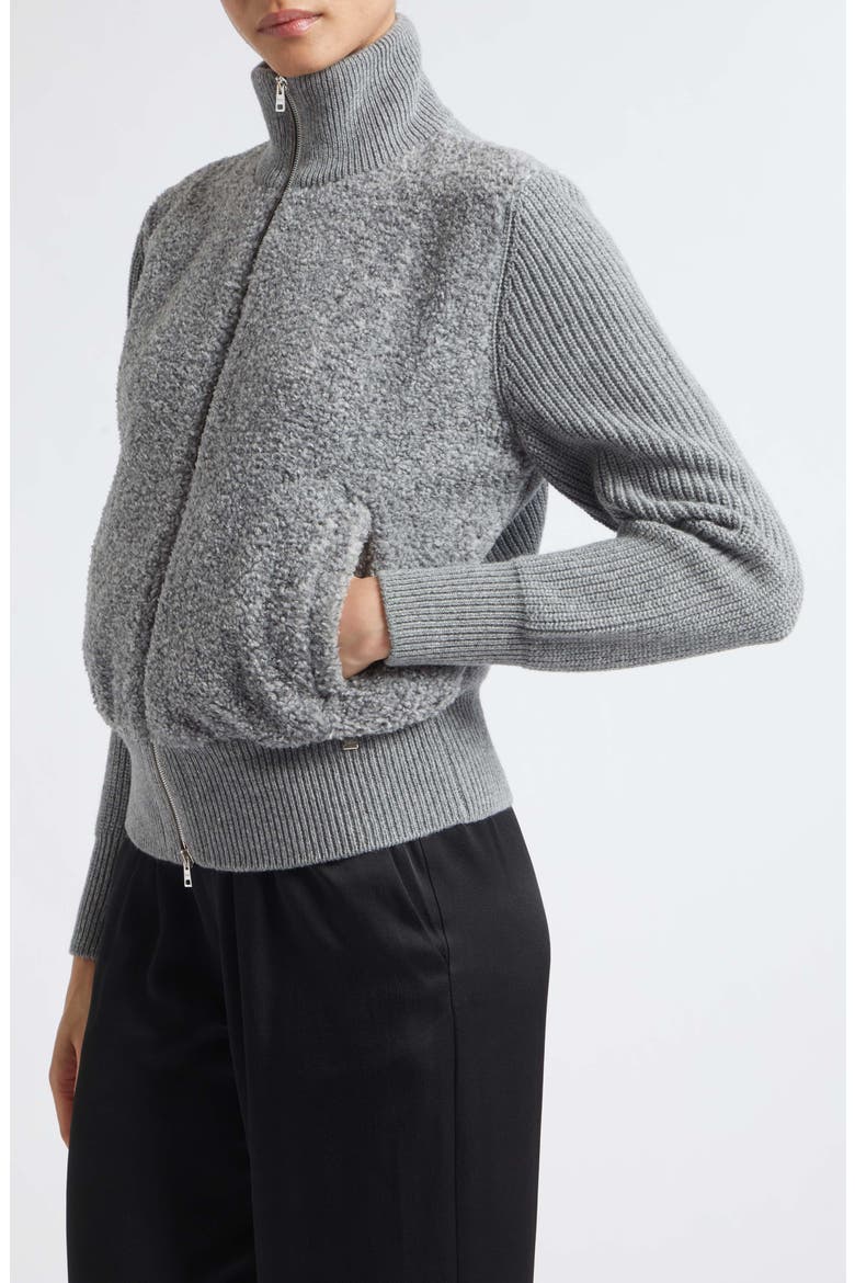 Mixed Media Faux Shearling Jacket, Alternate, color, 9406 GRIGIO PERLA