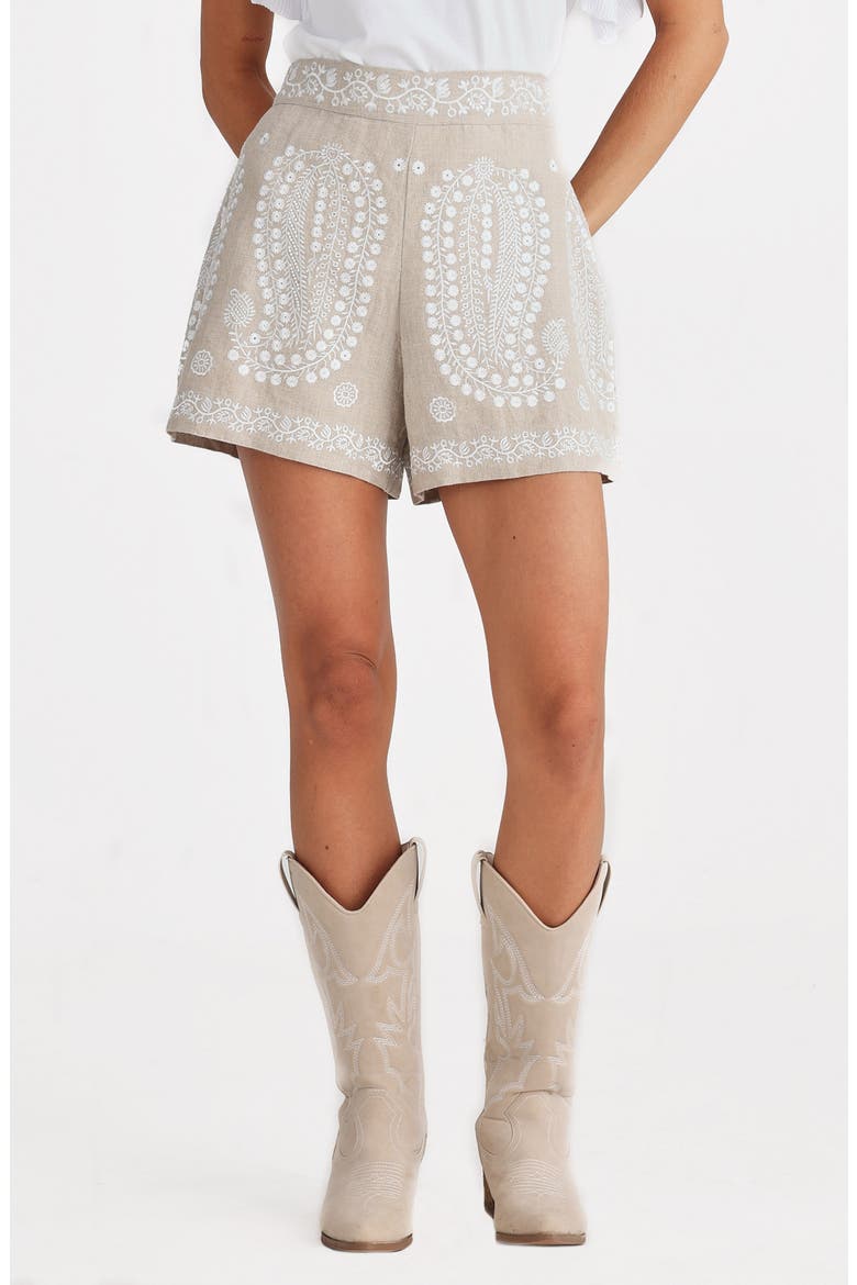 Johari Shorts, Main, color, NATURAL/ EMBROIDERY