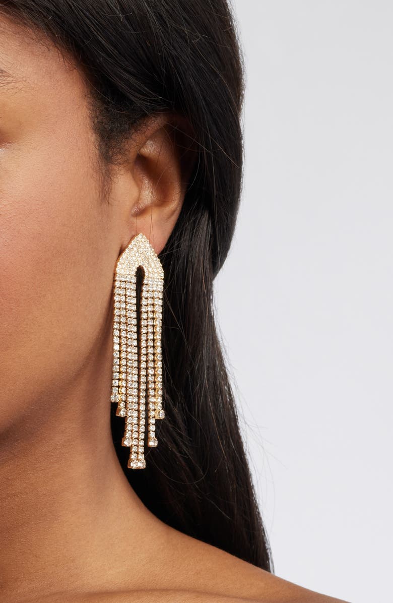 Open Edit Crystal Fringe Drop Earrings, Alternate, color, Clear- Gold