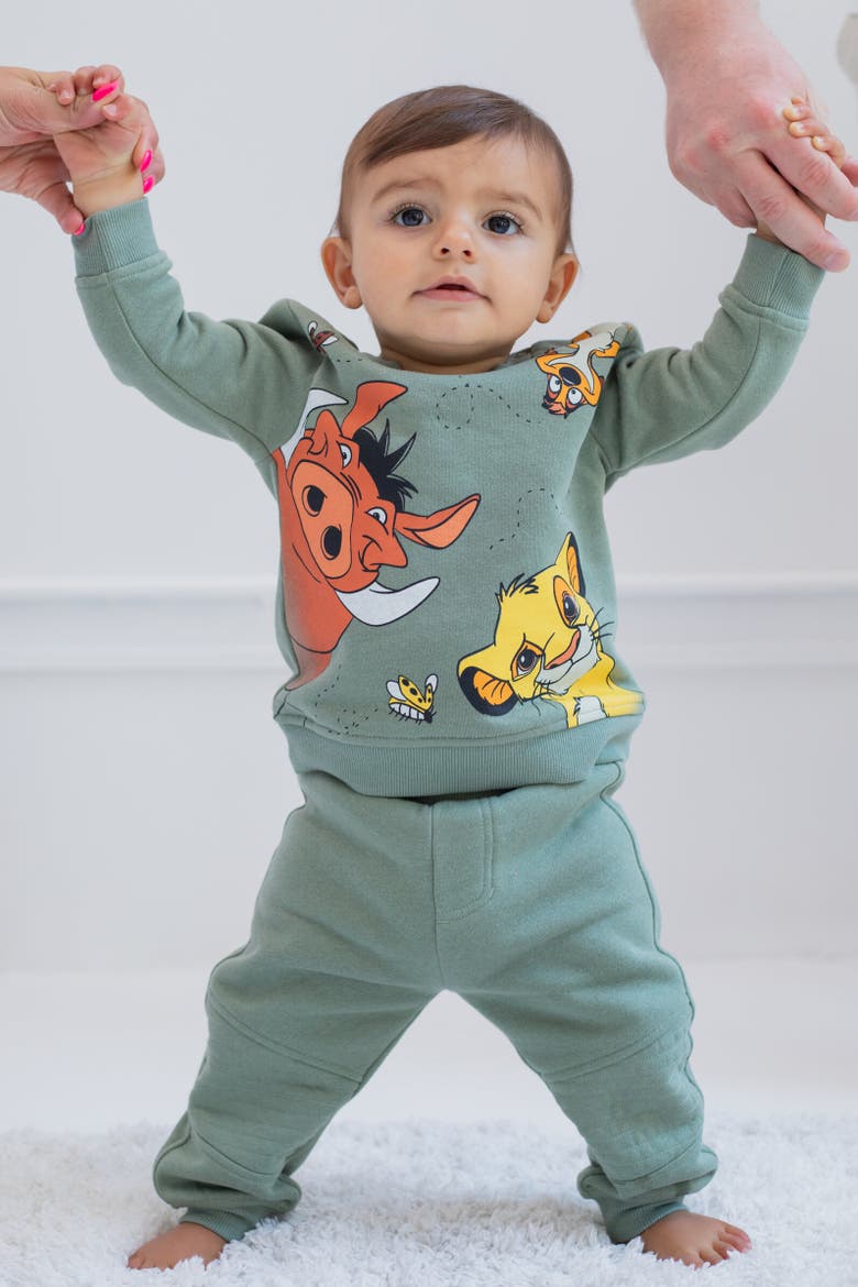 Lion King Fleece Sweatshirt and Pants Set, Alternate, color, Lion King Green