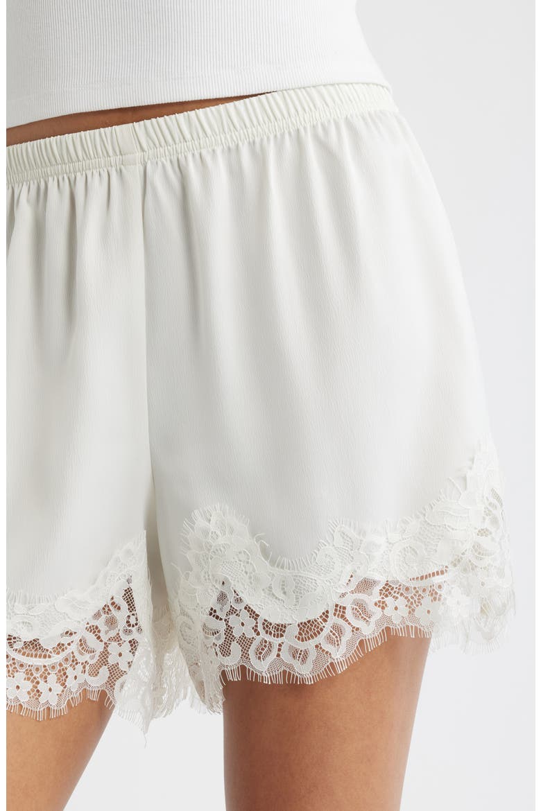 Lace Trim Satin Shorts, Alternate, color, IVORY