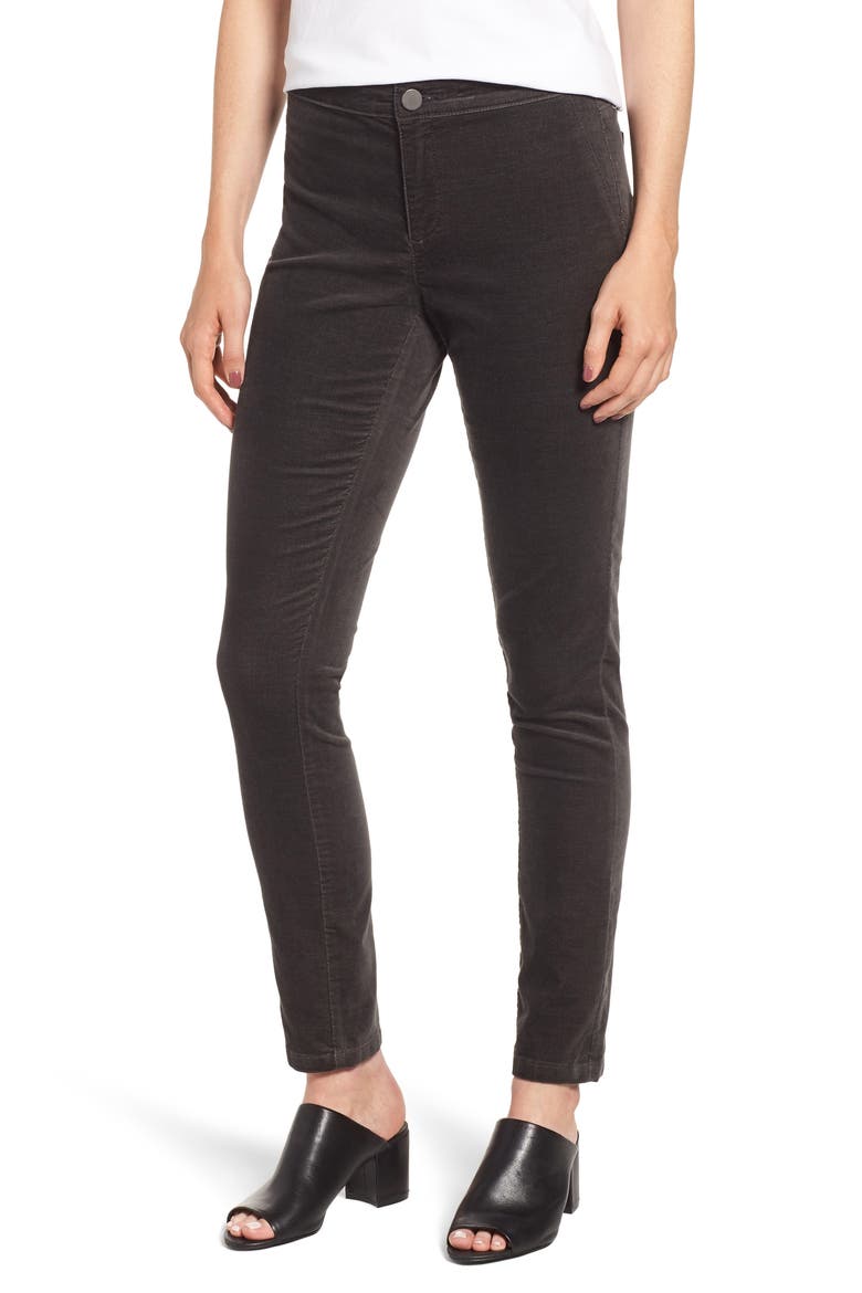 Stretch Velvet Skinny Pants, Main, color, GRAPHITE
