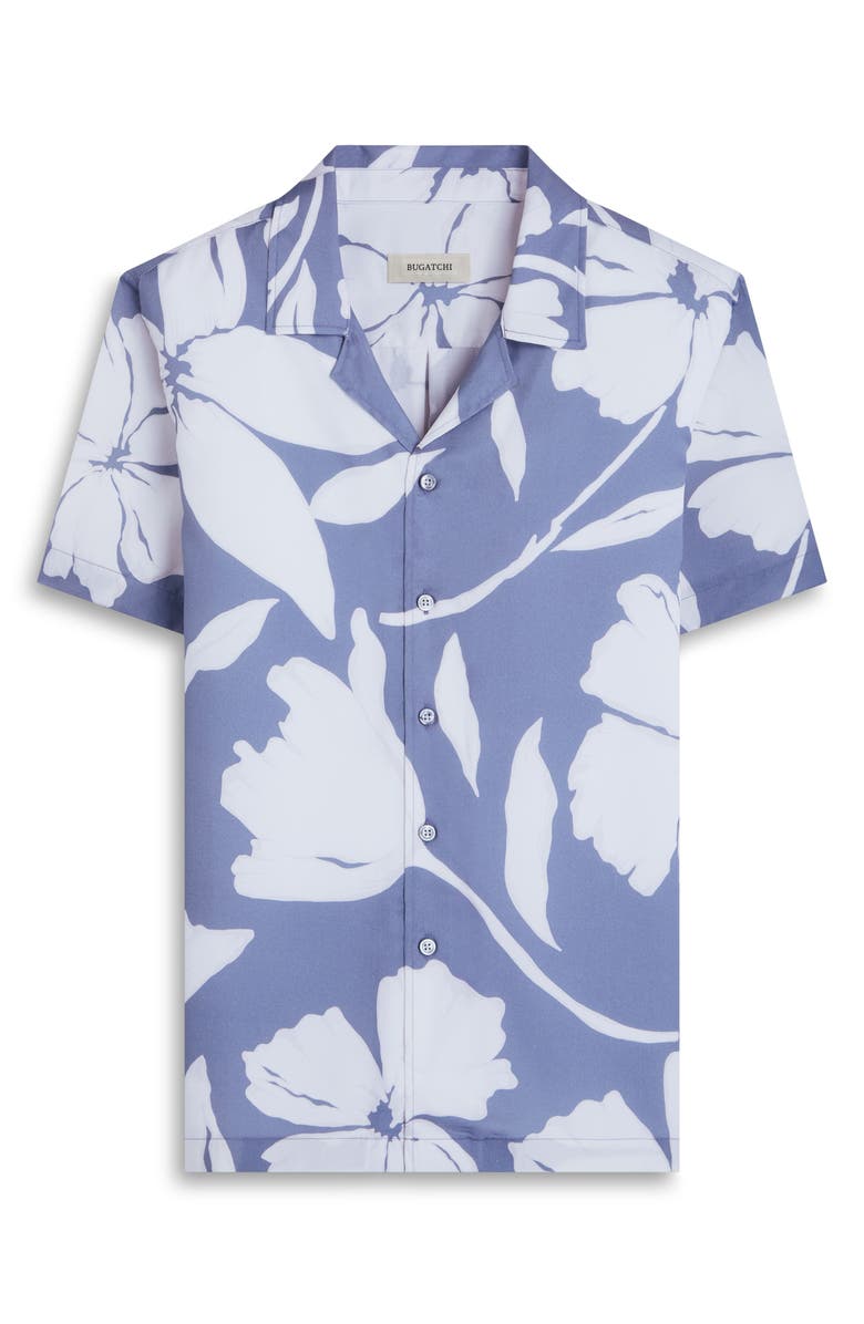 Bugatchi Jackson Floral Lyocell Camp Shirt, Alternate, color, Steel