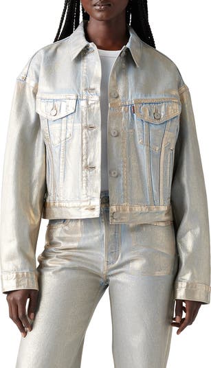 Levi's® '90s Metallic Shrunken Denim Trucker Jacket | Nordstrom Levi's® '90s Metallic Shrunken Denim Trucker Jacket | Nordstrom