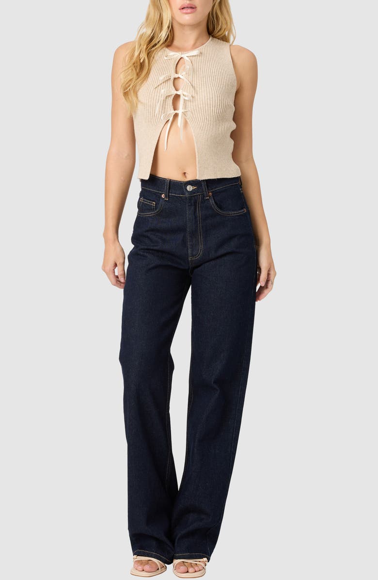 Lush Ribbow Bow Front Knit Tank Top, Alternate, color, Taupe