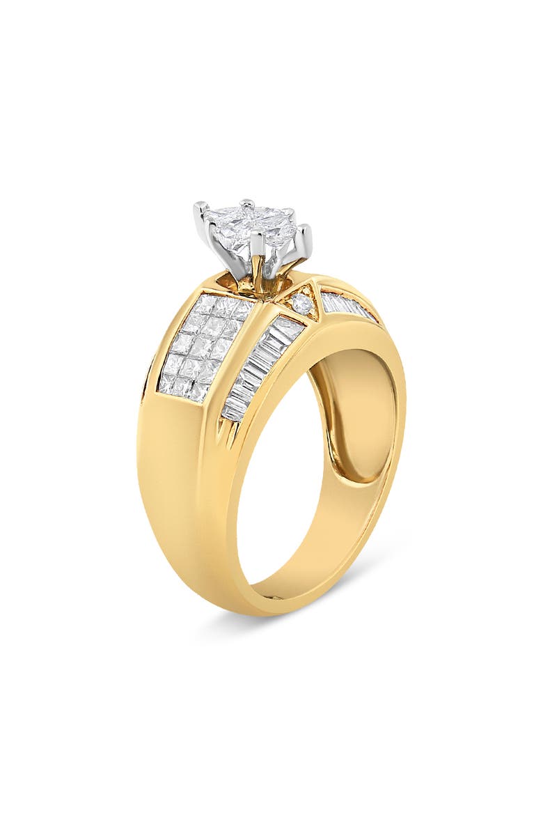 14K Yellow and White Gold 1 3/4 Cttw Multi Shaped Diamond Ring, Alternate, color, Yellow