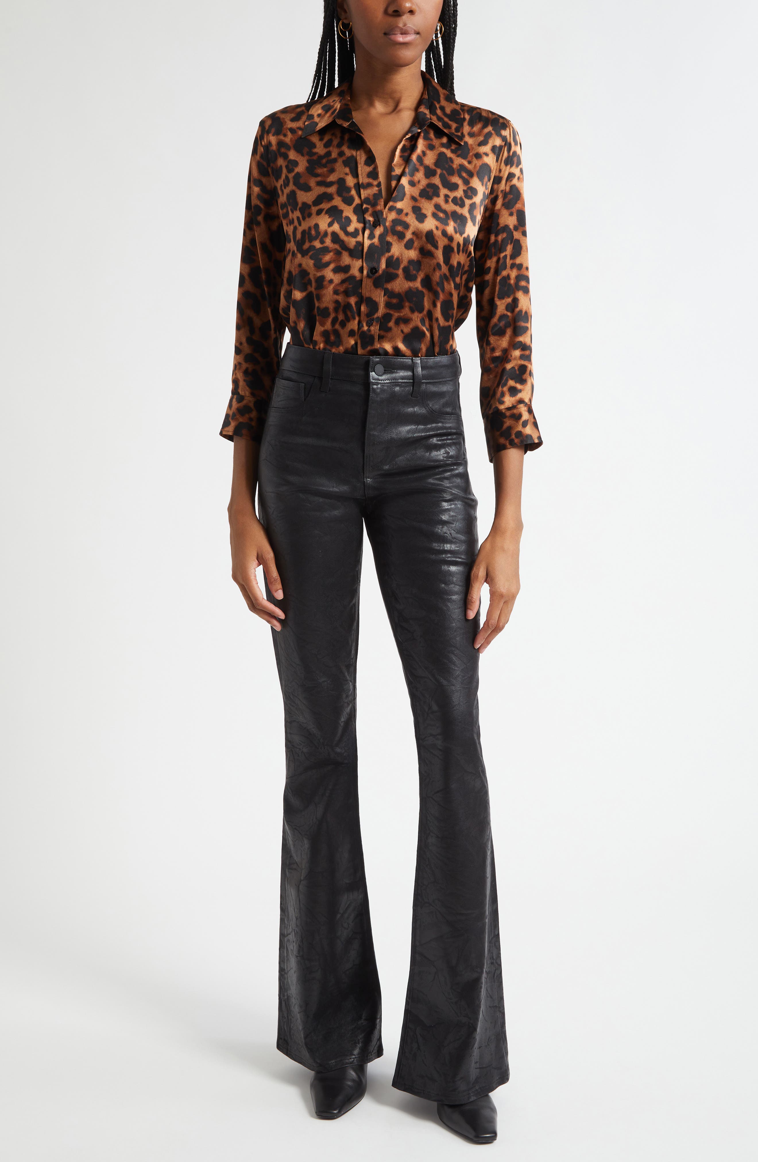 Dani Leopard Print Silk Button-Up Shirt - image 2