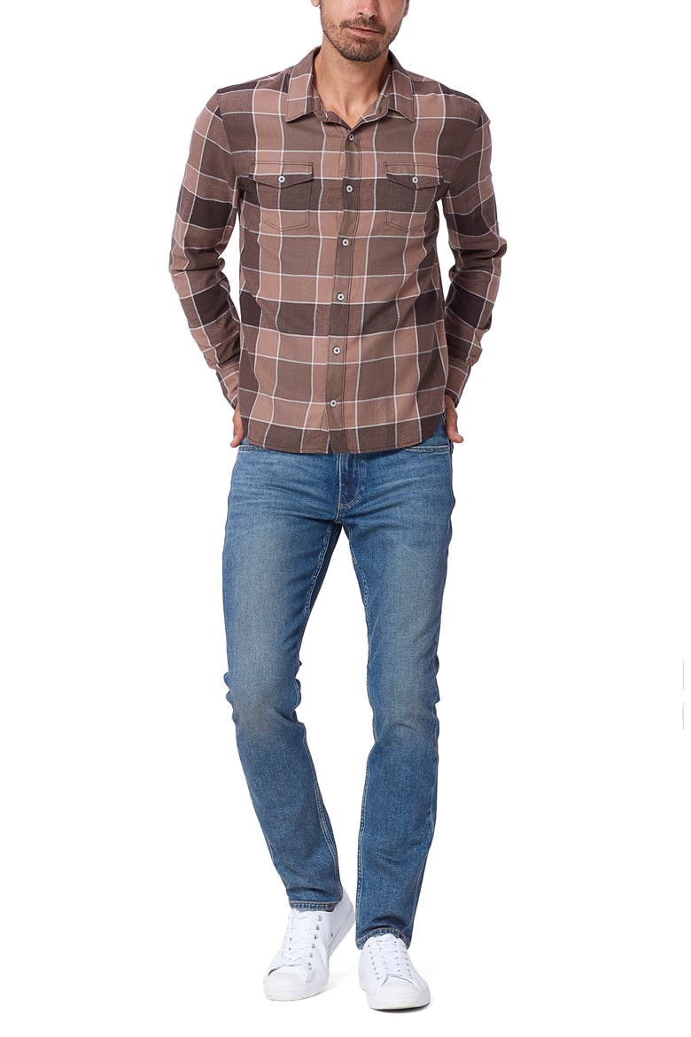 Everett Plaid Flannel Button-Up Shirt, Alternate, color, BROWN OAK