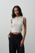 NAKED CASHMERE Leylah Sleeveless Cable Knit Polo