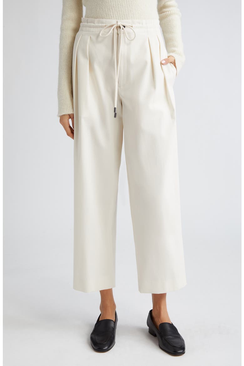 Pleated Stretch Wool Drawstring Pants, Main, color, IVORY