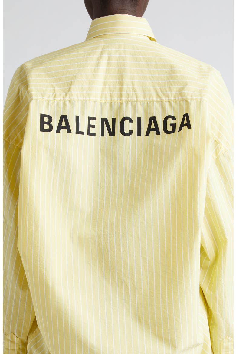 Stripe Cocoon Poplin Button-Up Shirt, Alternate, color, LIGHT YELLOW/ WHITE