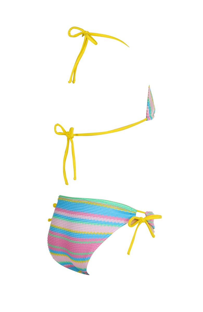 NESSI BYRD Rainbow Striped Triangle with Side-Tie Details Two-Piece Bikini, Alternate, color, Multicolor
