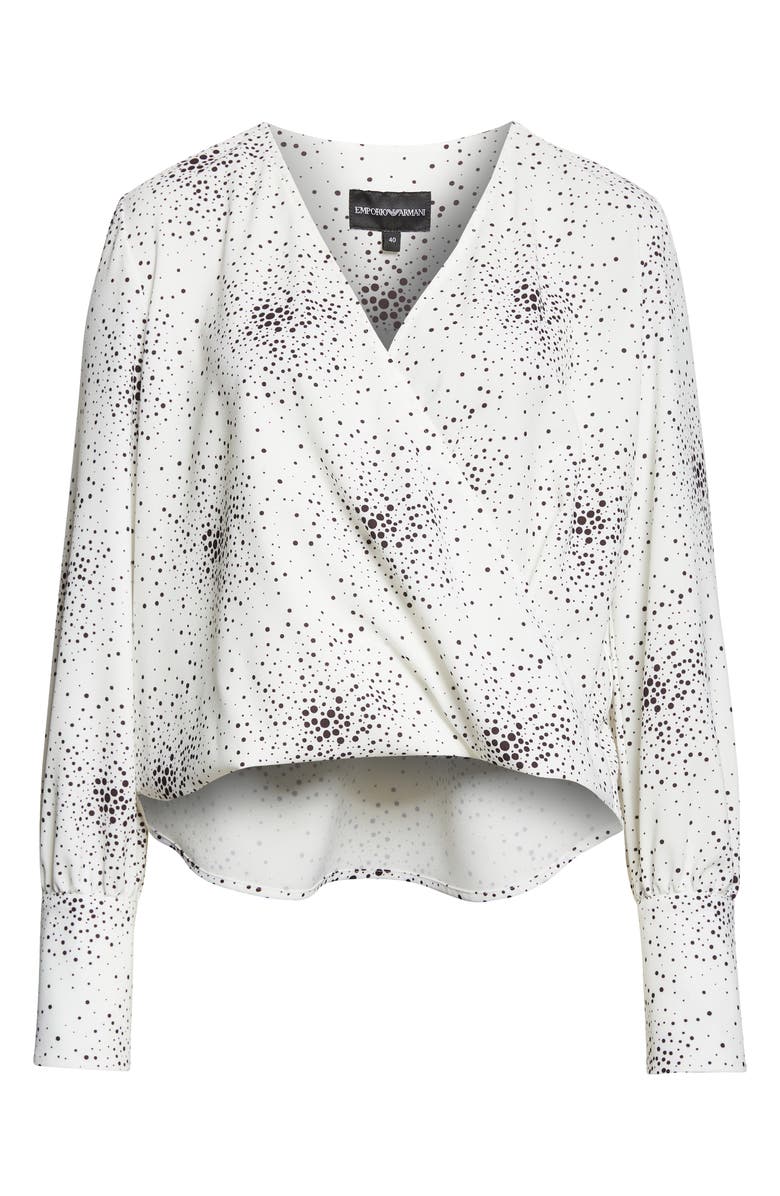 Emporio Armani Surplice Paint Splatter Top, Main, color, Polka Dot