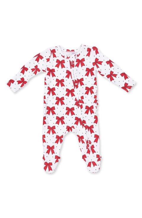 Kids' Festive Bows Two-Way Ruffle Zip Footie