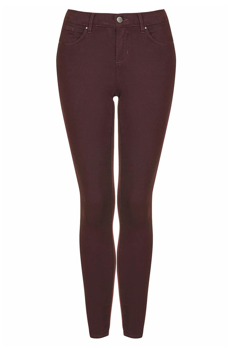 Moto 'Leigh' Stretch Ankle Skinny Jeans, Alternate, color, AUBERGINE