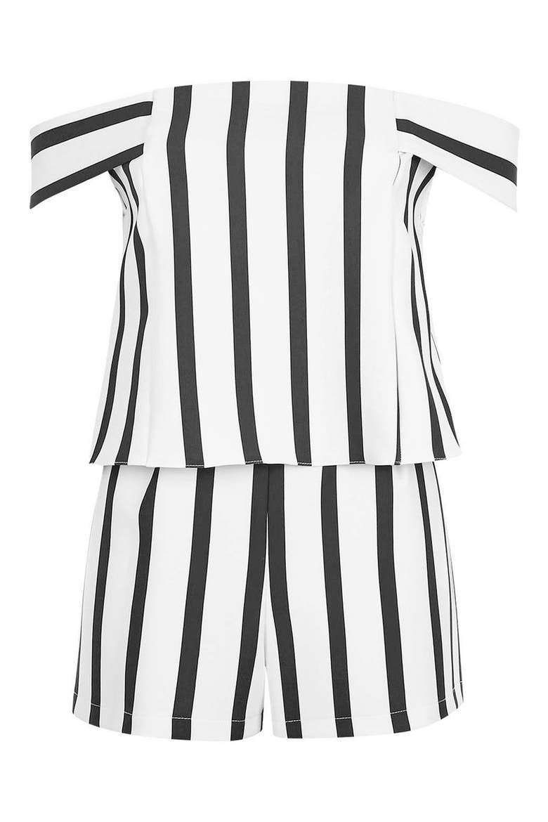 Stripe Off the Shoulder Romper, Alternate, color, WHITE MULTI