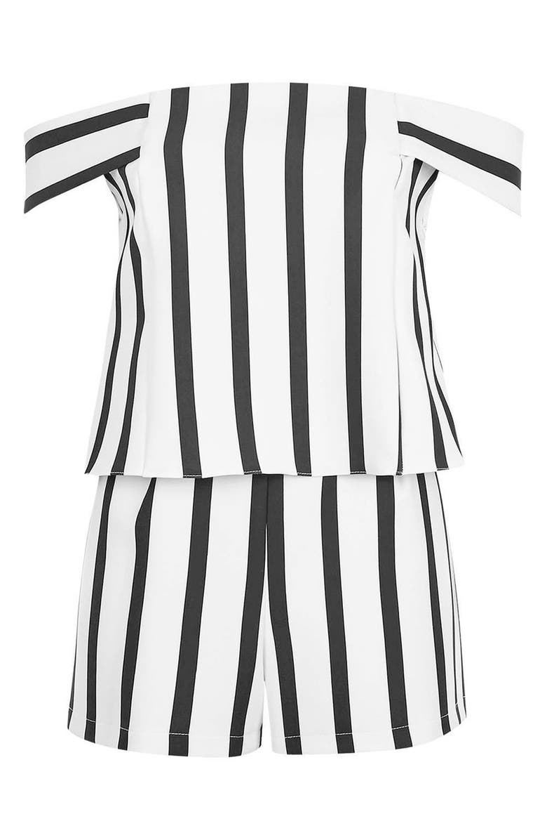 Topshop Stripe Off the Shoulder Romper, Alternate, color, 