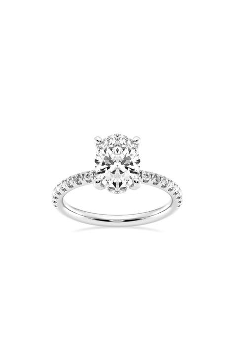 14K Gold Oval Cut Lab-Created Diamond Pavé Ring - 2.4ct