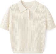 MANGO Open Stitch Cotton Polo Sweater