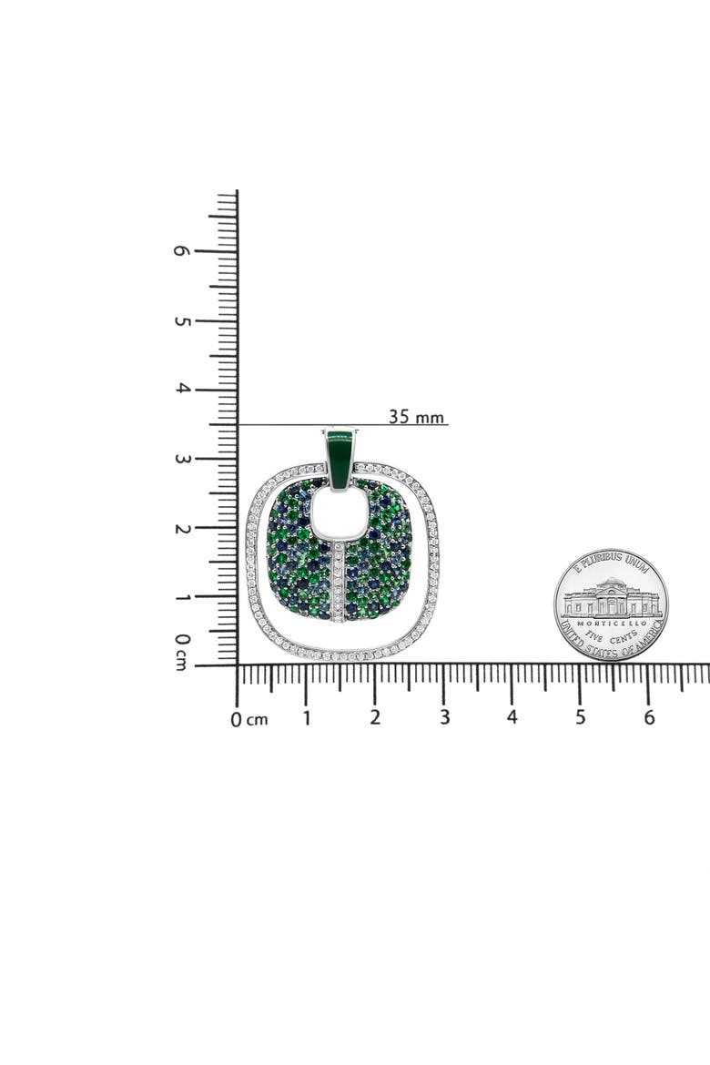 Silver Pendant Diamond Sapphire Tsavorite Pendant Necklace, Alternate, color, White