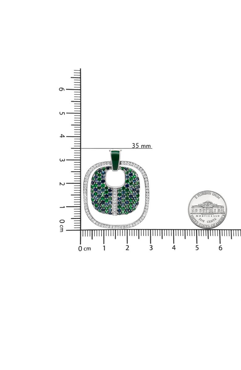 Haus of Brilliance Silver Pendant Diamond Sapphire Tsavorite Pendant Necklace, Alternate, color, White