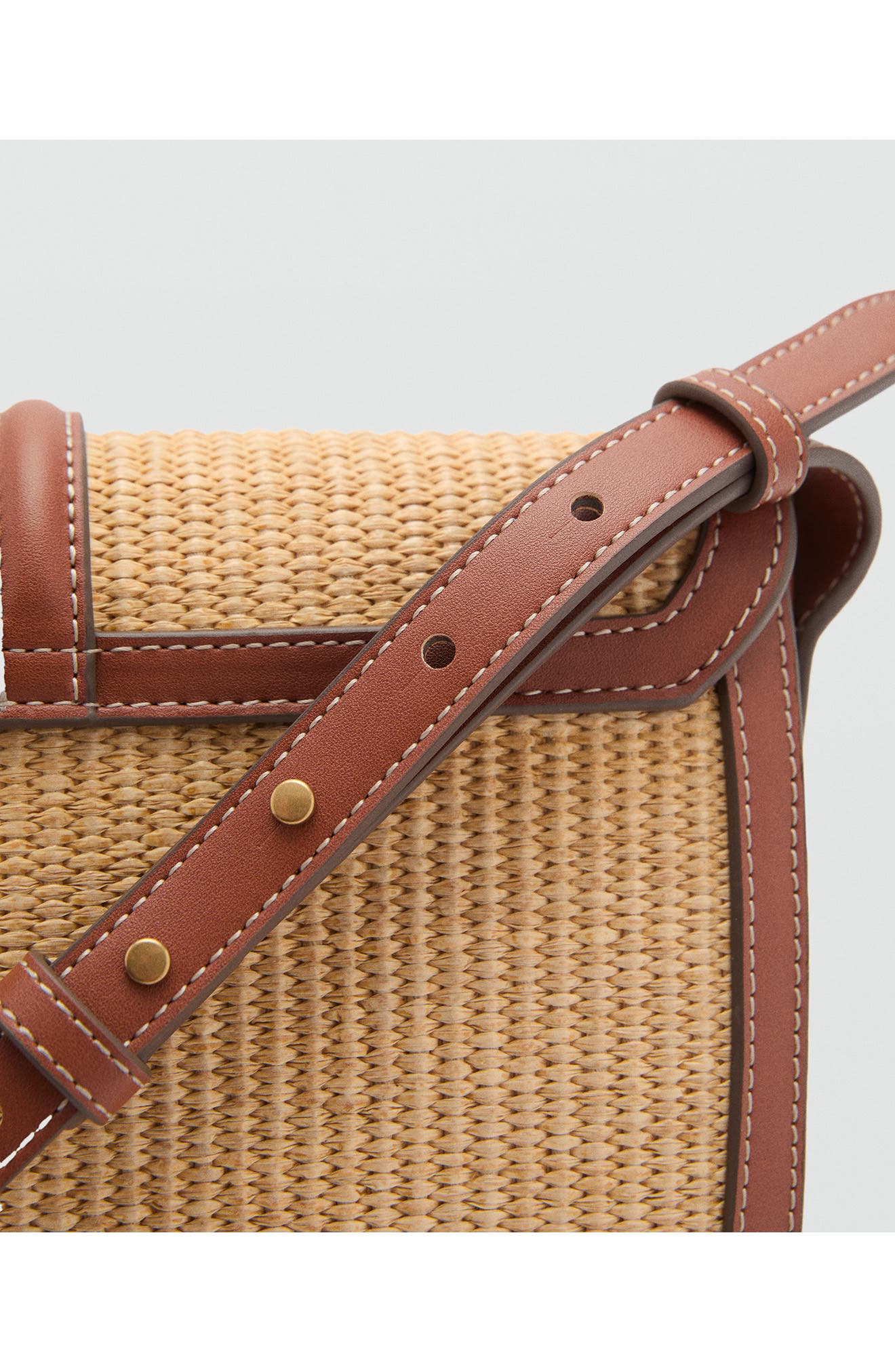 MANGO Contrast Canvas 
Faux Leather Crossbody Bag, Alternate, color, 