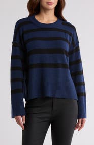 Bobeau Stripe Wide Sleeve Crop Sweater