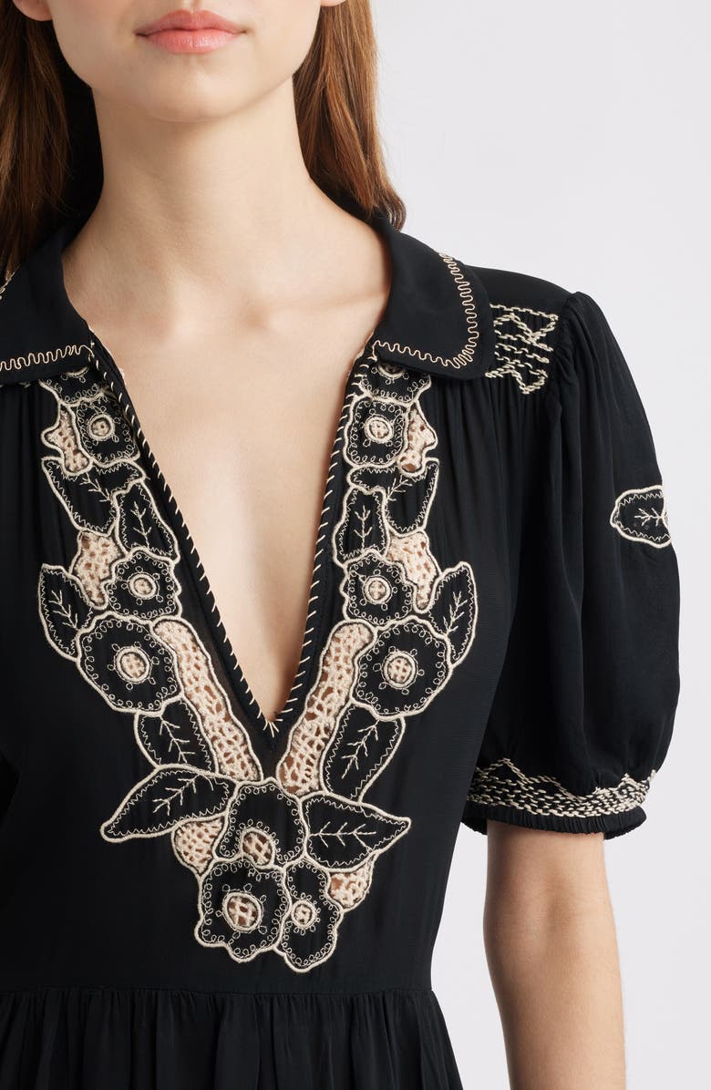 THE GREAT. The Elysian Floral Embroidered Georgette Maxi Dress, Alternate, color, 