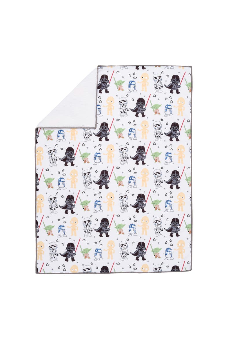 Star Wars Classic Fleece Baby Blanket - Yoda/Darth Vader/R2-D2/C-3PO, Alternate, color, White