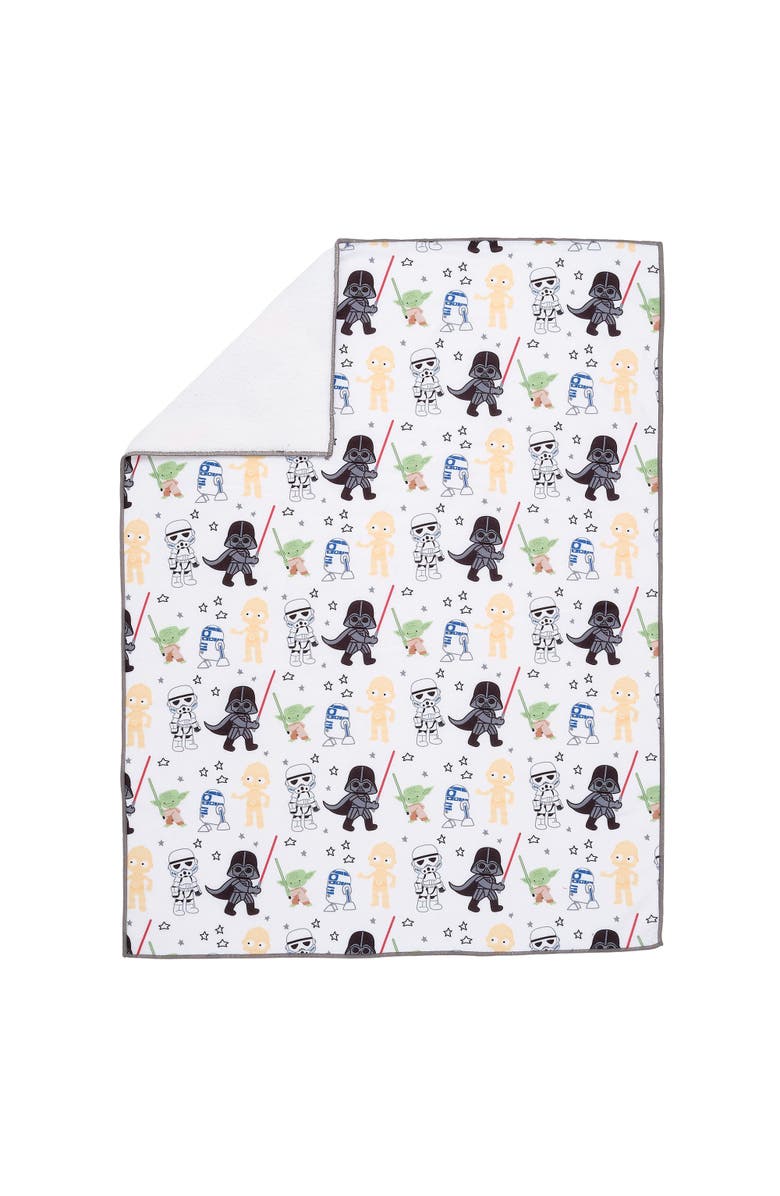 Lambs & Ivy Star Wars Classic Fleece Baby Blanket - Yoda/Darth Vader/R2-D2/C-3PO, Alternate, color, White