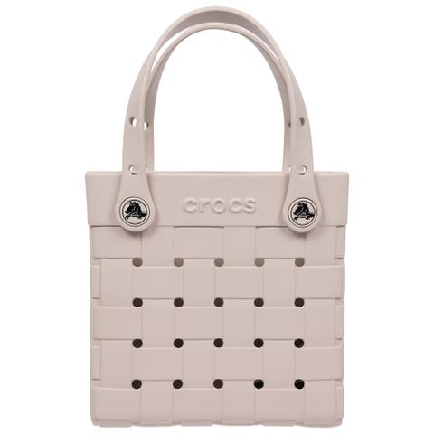 Small Woven Style Crossbody Tote with Top Handles and removeable crossbody strap