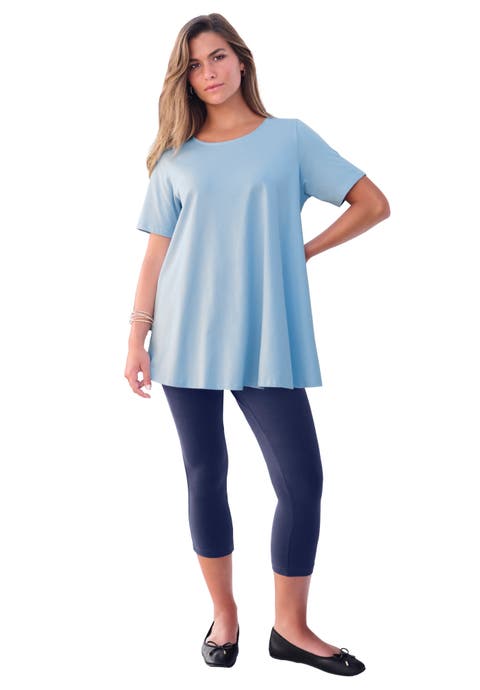 Plus Size Ultimate Cotton Crewneck Short Sleeve Swing Tee (Plus)