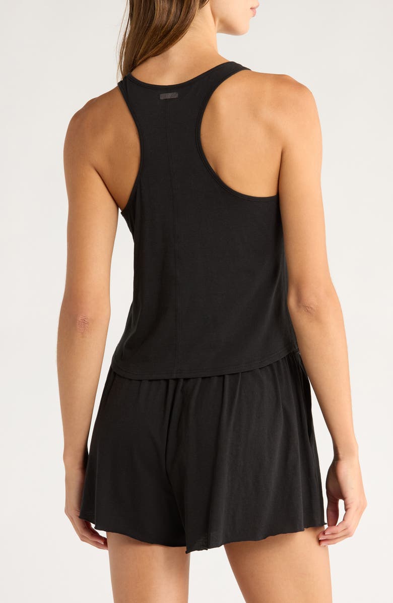 Lunya Organic Pima Cotton Curve Hem Tank, Alternate, color, Immersed Black