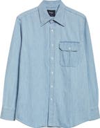 Drake's Light Denim Button-Up Shirt