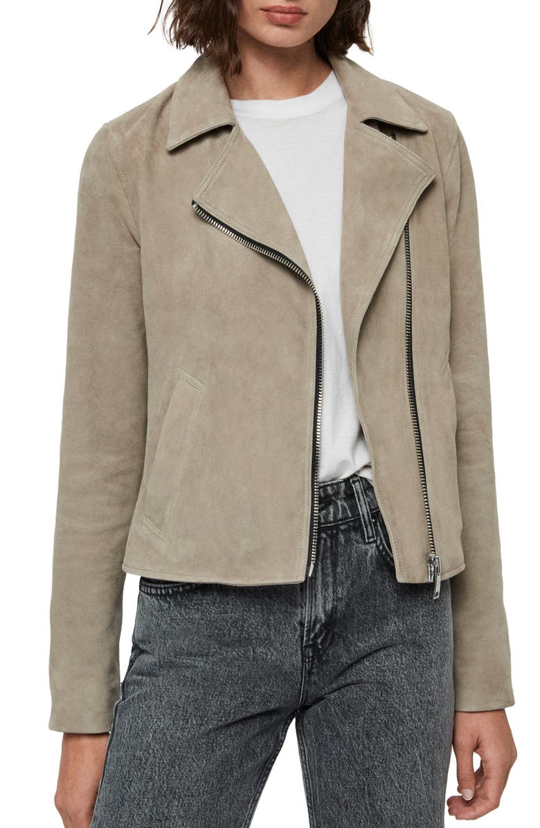AllSaints Vela Suede Biker Jacket, Main, color,
