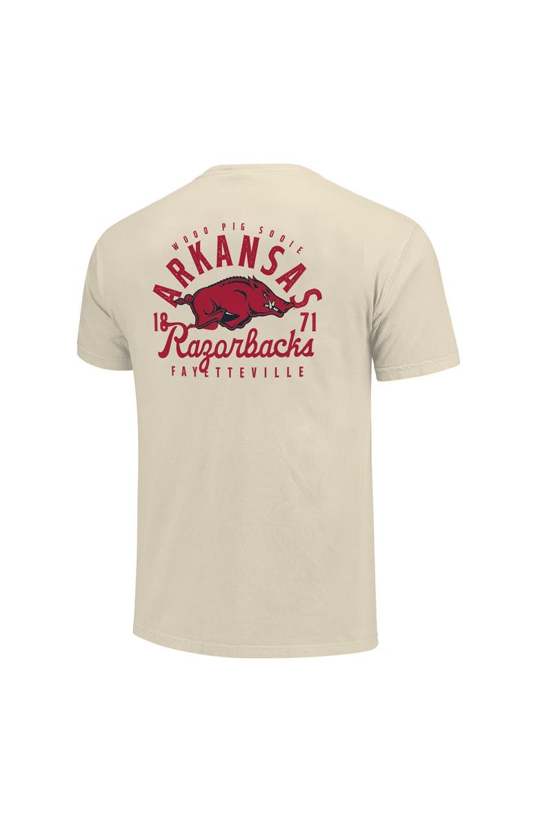 IMAGE ONE Men's Cream Arkansas Razorbacks Comfort Colors Mascot Overlay T-Shirt, Alternate, color, Cream