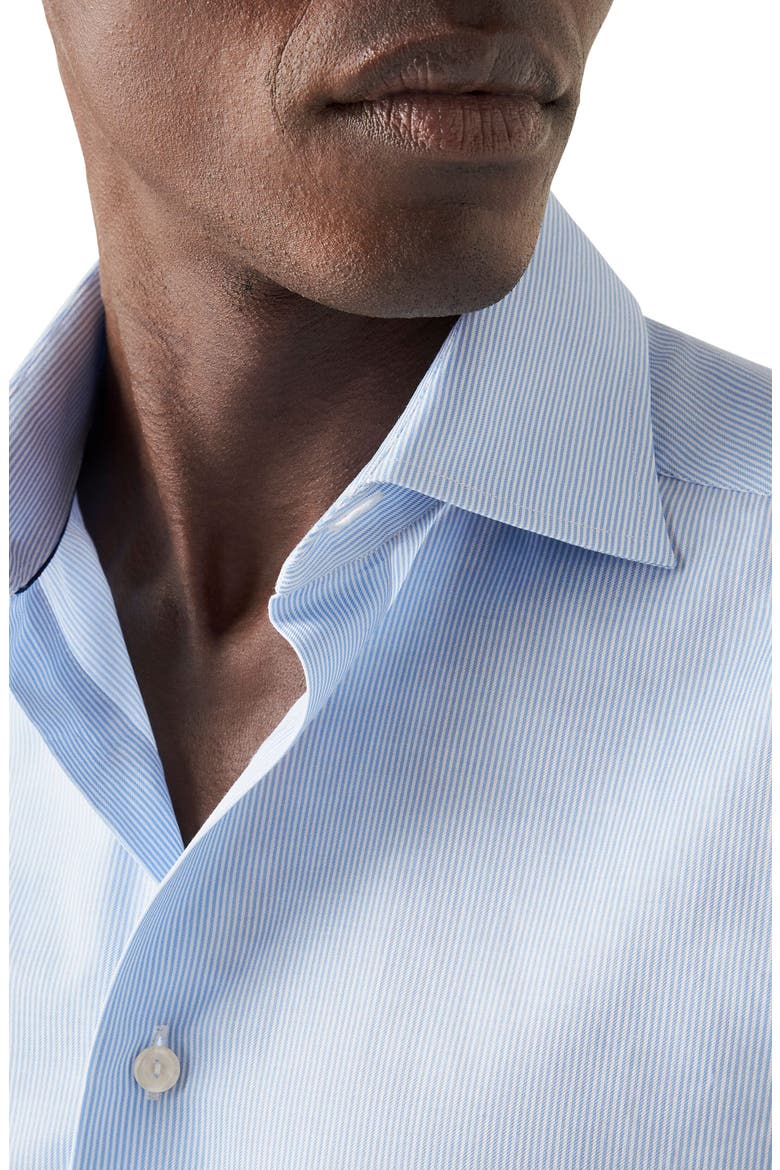 Slim Fit Pinstripe Cotton Twill Dress Shirt, Alternate, color, LIGHT PASTEL BLUE