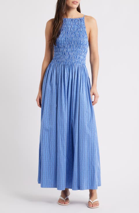 Laia Gingham Shirred Bodice Maxi Dress