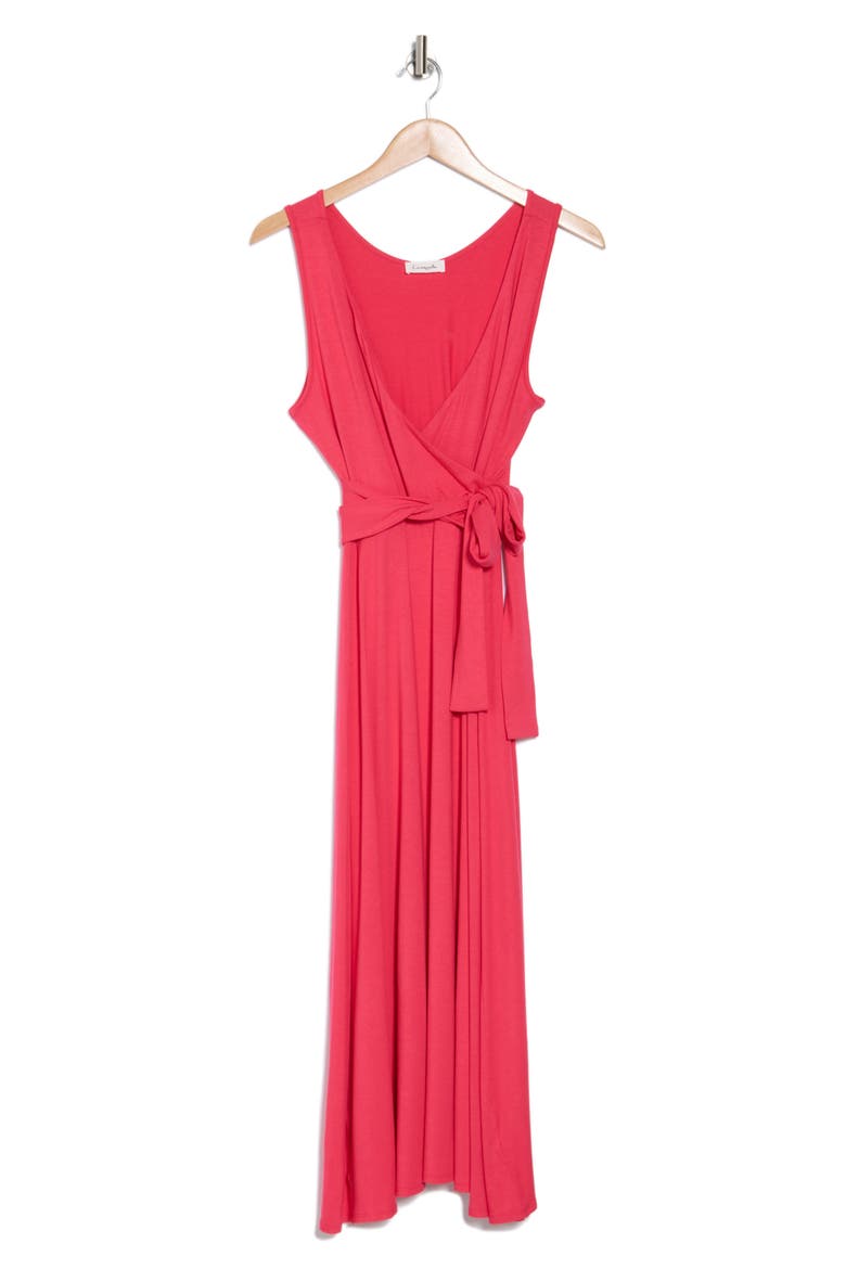 Wrap Midi Dress, Alternate, color, PINK POLISH