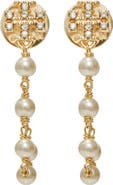 Tory Burch Moondance Faux Pearl & Chain Drop Earrings