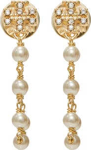 Tory Burch Moondance Faux Pearl & Chain Drop Earrings