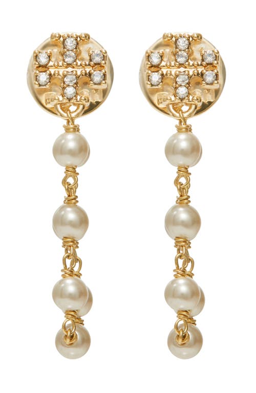 Tory Burch Moondance Faux Pearl & Chain Drop Earrings in Tory Gold/pearl/crystal at Nordstrom